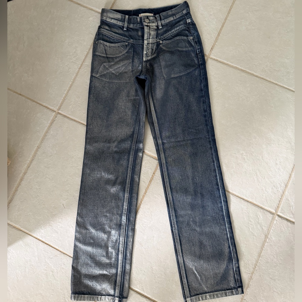western core mob wife cowboy metallic BDG Urban Outfitters Sz 25 Silver wash - Picture 2 of 7